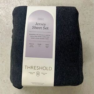 Threshold 100% Cotton Jersey Sheet Set, Charcoal, Queen Size, Soft Cotton Jersey